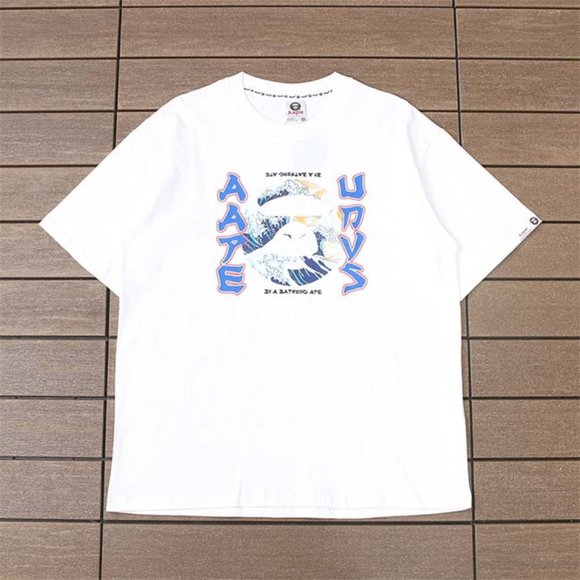 AAPE Other - AAPE Monkey Head Wave Print Logo T-Shirt - White Short Sleeve